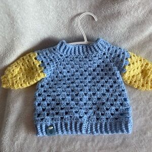 Blue and Yellow Crochet Baby Sweater